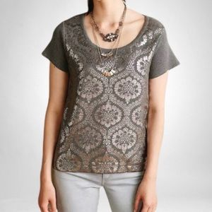 Anthropologie Moth metallic print top